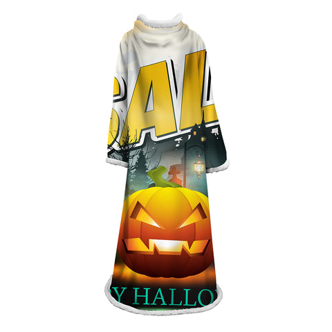 Image of 3D Digital Printed Blanket With Sleeves-Blanket Robe Halloween Party