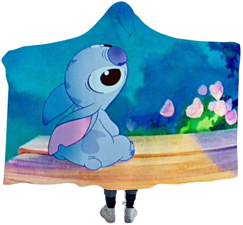 Image of Cartoon Lilo Stitch Hooded Blanket - Wearable Throw Cape