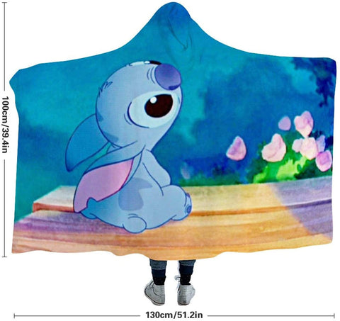 Image of Cartoon Lilo Stitch Hooded Blanket - Wearable Throw Cape