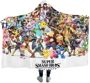 Super Smash Bros Pikachu Link Mario Kirby So_nic Yoshi Hooded Blanket