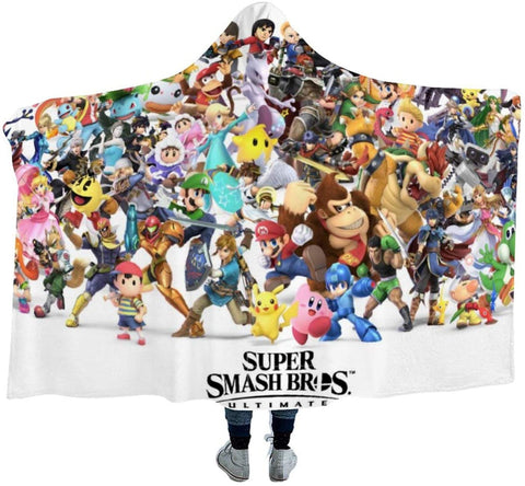 Image of Super Smash Bros Pikachu Link Mario Kirby So_nic Yoshi Hooded Blanket