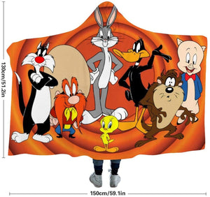 Bugs Bunny Daffy Duck Porky Pig TweetyBird Sylvester Hooded Blanket