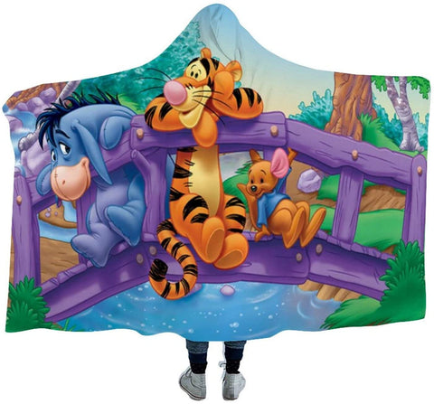 Image of Winnie Printed Hooded Blanket - Cartoon Eeyore Tigger Blanket