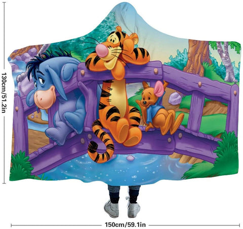 Image of Winnie Printed Hooded Blanket - Cartoon Eeyore Tigger Blanket