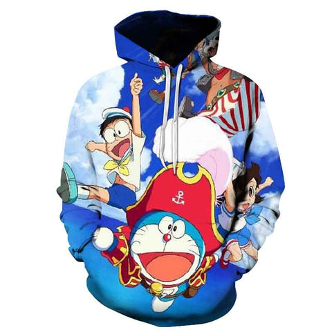 Image of 3D Printed Doraemon Hoodies - Anime Casual Hooded Pullovers