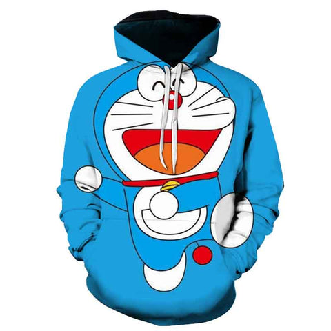 Image of Anime 3D Printed Doraemon Hoodies - Casual Hooded Streetwear