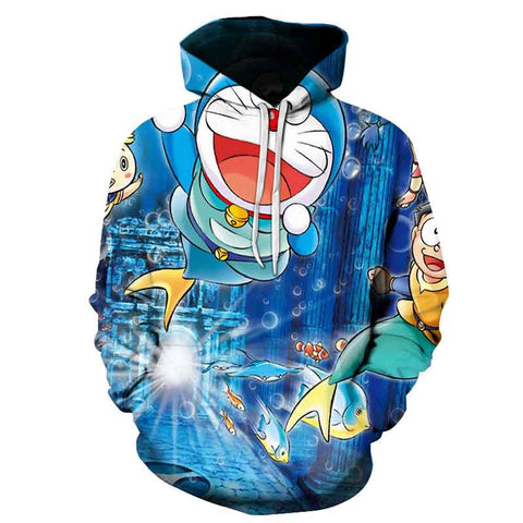 Image of Doraemon 3D Printed Hoodies - Anime Casual Hooded Streetwear