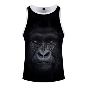 Men‘s Fashionable Black 3D Print Orangutan Vest