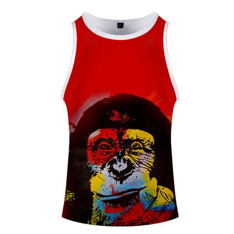 Image of Men‘s Colorful 3D Print Cartoon Orangutan Vest