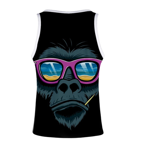 Image of Men‘s Fashionable Black 3D Print Cartoon Orangutan Vest