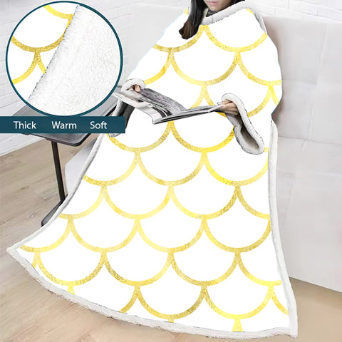 Image of 3D Digital Printed Blanket With Sleeves-Scale Blanket Robe