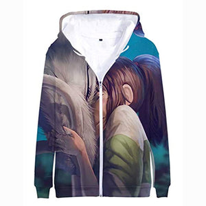 Anime Spirited Away Hoodies - 3D Zip Up Hooded Jacket for Adult