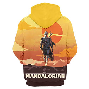 Star Wars Hoodies - Star Wars the Mandalorian Yellow 3D Print Hooded Jumper with Pocket