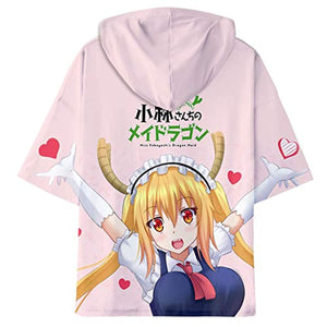 Miss Kobayashi's Dragon Maid Hooded T Shirt Short Sleeve Sweatshirt