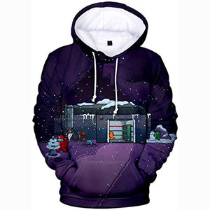 Video Game Among Us Hoodie - 3D Print Drawstring Pullover Sweater with Pocket