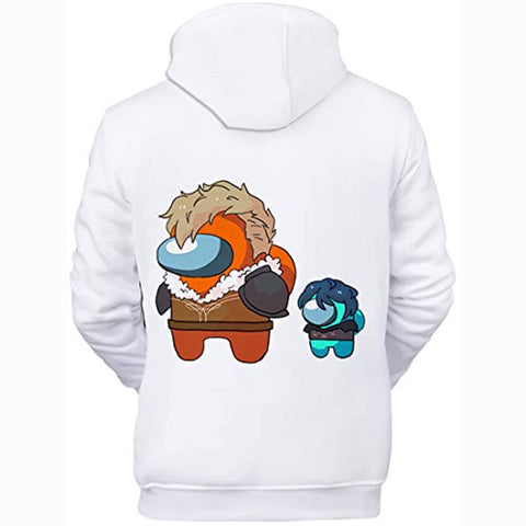 Image of Video Game Among Us Hoodie - 3D Print White Funny Drawstring Pullover Sweater with Pocket