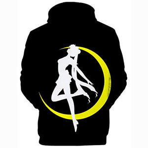 Anime Sailor Moon Hoodie - 3D Print Black Pullover Hoodie