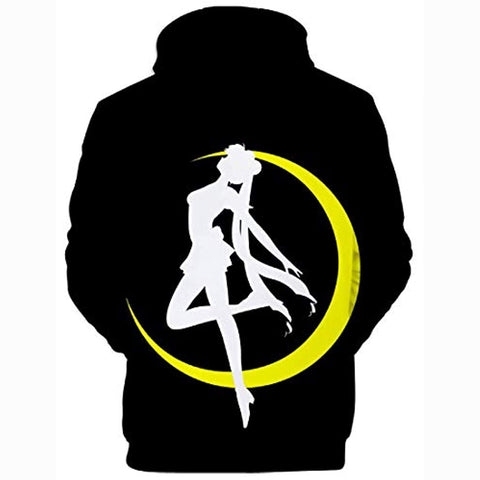 Image of Anime Sailor Moon Hoodie - 3D Print Black Pullover Hoodie