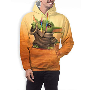 Star Wars Hoodies - Star Wars Baby Yoda Yellow 3D Print Hooded Jumper with Pocket