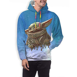 Star Wars Hoodies - Star Wars Yoda Sky Blue 3D Print Hooded Jumper with Pocket