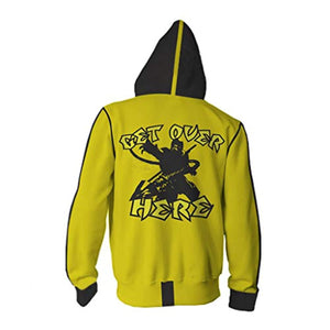 Mortal Kombat Zip Up Hooded Jacket - Yellow Unisex 3D Print Drawstring Hoodie