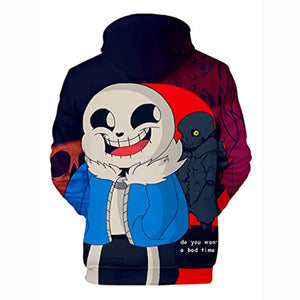 Undertale Hoodie - Cute Sans Skull 3D Print Pullover Drawstring Hoodie