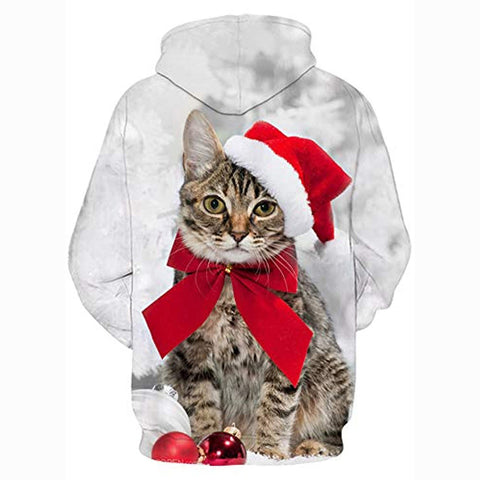 Image of Christmas Hoodies - Funny Santa Cat 3D Print Pullover Hoodie