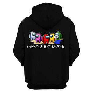 Video Game Among Us Hoodie - 3D Print Black String Pullover Hoodie