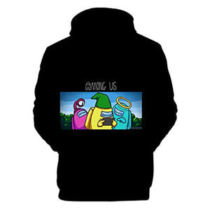 Video Game Among Us Hoodie - 3D Print Black Drawstring Pullover Hoodie