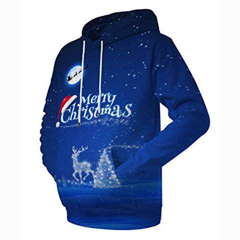 Image of Christmas Hoodies - Merry Christmas Blue Pullover Hoodie