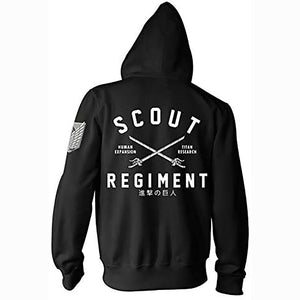 Attack on Titan Adult Unisex Scout Regiment Military Style Full Zip Fleece Hoodie