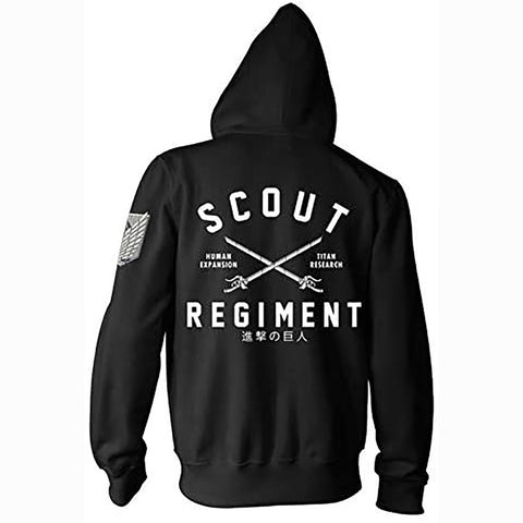 Image of Attack on Titan Adult Unisex Scout Regiment Military Style Full Zip Fleece Hoodie