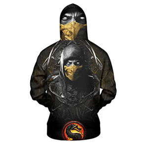 Mortal Kombat Hoodie - Unisex Scorpion Black 3D Print Pullover Drawstring Hoodie