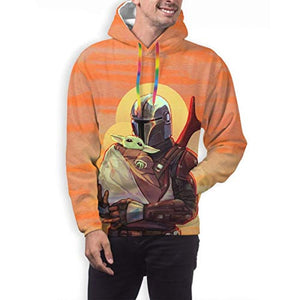 Star Wars Hoodies - Star Wars the Mandalorian Baby Yoda Orange 3D Print Hooded Jumper with Pocket