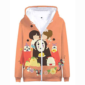 Anime Spirited Away Hoodies - 3D Zip Up Hooded Jacket for Adult