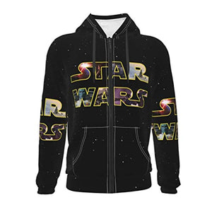 Star Wars Hooded Jacket - Star Wars Black Starry 3D Print Hooded Zip Up Coat with Pocket
