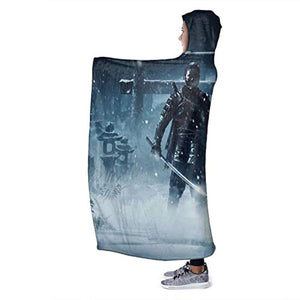 Ghost of Tsushima Hooded Blanket - Wearable Hooded Flannel Fleece Blanket