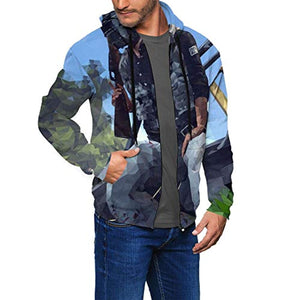 PUBG Hoodies - 3D Print Game Blue Zipper Jacket with Pockets