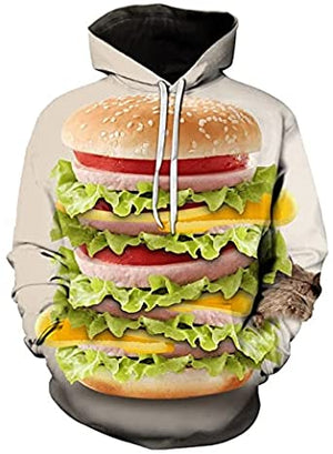 3D Printing Hamburger Hoodie Food Pullover Sweater