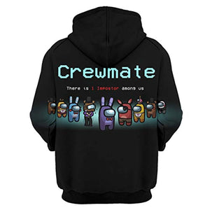 Game Among Us Hoodie - 3D Print Black Crewmate Pullover Hoodie