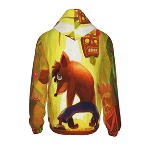 Crash Bandicoot Hoodies - Crash Bandicoot Aku Aku Yellow 3D Print Pullover Sweatshirt