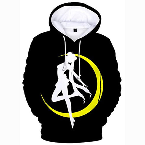 Image of Anime Sailor Moon Hoodie - 3D Print Black Pullover Hoodie