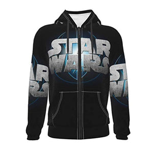 Star Wars Hooded Jacket - Star Wars 3D Print Black Hooded Zip Up Coat with Pocket