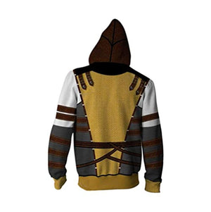 Mortal Kombat Zip Up Hooded Jacket - Scorpion Yellow Unisex 3D Print Drawstring Hoodie