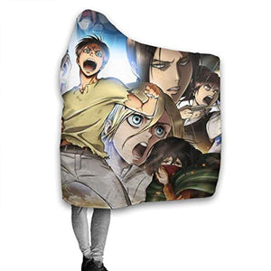 Anime Attack On Titan Fleece Flannel Hooded Blankets - Sofa Nap Travel Blanket