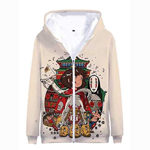 Anime Spirited Away Hoodies - 3D Zip Up Hooded Jacket for Adult