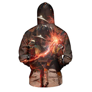 Mortal Kombat Hoodie - Unisex Flame 3D Print Pullover Drawstring Hoodie