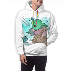 Star Wars Hoodies - Star Wars Baby Yoda White 3D Print Hooded Jumper with Pocket