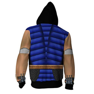 Mortal Kombat Zip Up Hooded Jacket - Sub-Zero Unisex 3D Print Drawstring Hoodie