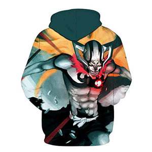 Anime Bleach Hoodie - Unisex 3D Print Pullover Hoodie with Big Pockets